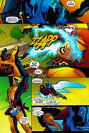 drawing giantess mega color giganta comic_book indoors jumpsuit dialogue business_suit zipper dc_comics blue_beetle