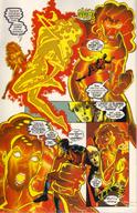 drawing comic handheld teen_titans shrunken_man open_mouth mask costume atom dialogue yelling dc_comics prysm