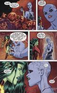 drawing giantess comic long_hair handheld goddess blue_skin wonder_woman leotard dialogue lasso green_skin eris dc_comics strife bald