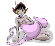 breasts drawing nude color bra brunette brown_eyes sitting shrunken_woman covered janet_van_dyne badprogrammerart marvel_comics the_wasp avengers_earths_mightiest_heroes