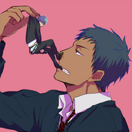 vore anime blue_hair biting japanese school_boy