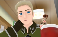 blonde male blue_eyes shrunken_woman digital_render hetalia