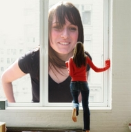giantess collage city brunette window