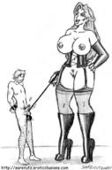 drawing nipples nude pussy monochrome penis high_heels slave mini_giantess boots amazon teasing dominatrix corset sorenutz rod