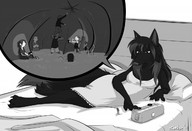 vore wolf monochrome in_stomach canine bus shrunken_people nightgown commission wolfess neopuc stomach_view ribnose selfie