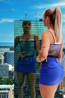 giantess collage city blonde buildings wonderslug ponytail reflection sky juliana_salimeni behind_view boston