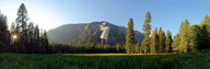 giantess collage landscape blonde long_hair dress mountains standing forest trees meadow