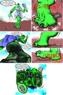 drawing giantess crush soles low_angle story green_hair looking_down orc point_of_view raised_foot green_skin looking_at_tiny myegotripped club lucy_luckless