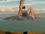 collage mega barefoot island sitting lake clouds sky looking_at_viewer lowerrider mile_high_mikayla