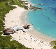 giantess collage blonde beach barefoot water lying_down sand looking_at_viewer downward_angle beach_goers lowerrider