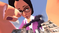 giantess city rampage glasses saliva brunette open_mouth sky digital_render miss_pauling source_film_maker