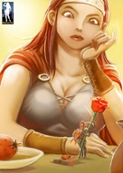 drawing color knight shrunken_men rose table shrunken_man flower giantessfan the_green_goddess_inn