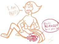 drawing butt_crush story sitting sketch dialogue looking_at_victim oc twisted_persona pearl steven_universe
