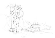 breasts drawing giantess furry tail monochrome butt sketch thighs ships spear whale scream_(artist)