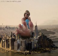 giantess collage city mega blonde destruction toes barefoot glasses jets skyscraper looking_at_viewer new_york_city joselitooo23