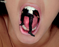 vore black_hair tongue teeth saliva shrunken_men swallowed