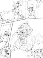drawing vore monochrome digestion sitting inside_view postvore inside_stomach sigh covering_mouth