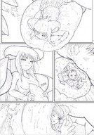 drawing vore monochrome tongue saliva poke shrunken_woman maelstrom32 on_tongue