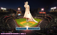 giantess collage city buildings stadium crowds scarlett_johansson blowing_a_kiss baseball_field baseball giantessbuster209