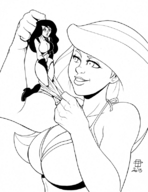 breasts drawing giantess monochrome cleavage bra callmepo kim_possible shego dangle undressing disney commission