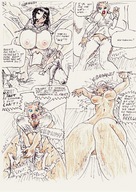 breasts growth nude blonde comic black_hair destruction breast_expansion outgrowing_building sketch giantesses captions source_needed ripping_clothes