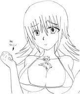 drawing pokemon monochrome swimsuit shrunken_men shrunken_man gary_oak between_breasts