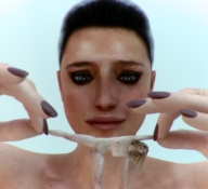 nude finger hand shrunken_woman manicure stretched looking_at_tiny digital_render flagg3d