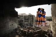 giantess collage destruction multiple_giantesses shoes socks ponytail giantesses outdoors kneepads