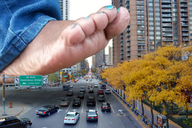 collage city barefoot buildings streets vehicles dark_skin mick_78 giantess_feet imminent_crush