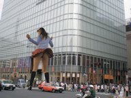 giantess collage city butt skirt buildings shoes socks asian street vehicles crowds pedestrians behind_view street_view