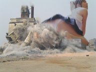 panties destruction skirt buildings butt_crush asian rubble