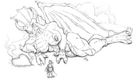 breasts drawing giantess furry dragoness monochrome large_breasts love shrunken_men