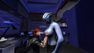breasts alien topless red_hair blue_skin lesbians shrunken_woman digital_render mass_effect liara asari femshep