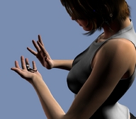 giantess handheld brunette short_hair looking_down no_background digital_render