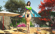 growth giantess nude swimsuit huge_breasts brunette looking_down nyom87 digital_render