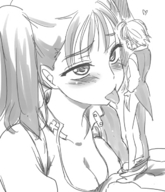 drawing giantess monochrome tongue cleavage seven_deadly_sins meliodas_(nanatsu_no_taizai) diane_(seven_deadly_sins)