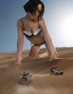 giantess collage black_hair desert underwear short_hair bending_over giantess_katelyn looking_down vans