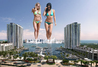 breasts giantess collage mega blonde swimsuit destruction ocean buildings brunette wonderslug giantesses sky wading kate_usmanova metisha_schaefer