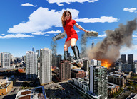 giantess collage landscape city mega destruction brunette wonderslug boots giantess_katelyn skyscraper hand_crush chicago looking_at_tiny red_cardigan