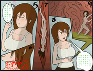 drawing vore color long_hair tifa_lockhart brunette final_fantasy digestion brown_eyes translate_me heart shrunken_man throat inside_mouth swallowed inside_stomach dialogue