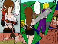drawing comic color in_stomach tifa_lockhart digestion final_fantasy_7 shrunken_man cloud_strife dialogue internal_view