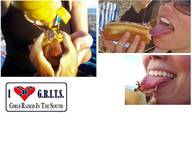 collage vore licking shrunken_men shrunken_man sunglasses hotdog in_food imminent_vore on_food ketchup mustard