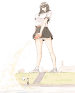 drawing giantess color futanari penis pee looking_down grey_hair bikuta