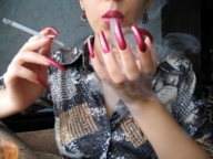 collage clothed smoking shrunken_man cigarette long_nails nail_polish