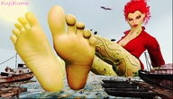 barefoot water ocean green_eyes red_hair airplane boats batman poison_ivy marina docks digital_render kujikumo