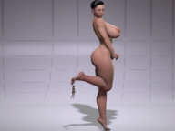 breasts giantess nude black_hair huge_breasts hanging_on digital_render dinner-kun