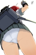 drawing panties color pantyshot low_angle red_hair unaware serafuku point_of_view source_needed miniskirt