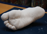 collage feet soles shrunken men weird clay