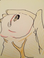 drawing sleeping long_hair penis lying_down shrunken_woman precum no_background xolittleonexo