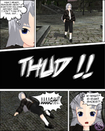 giantess comic long_hair blue_eyes shrunken_man grey_hair digital_render giantessvero